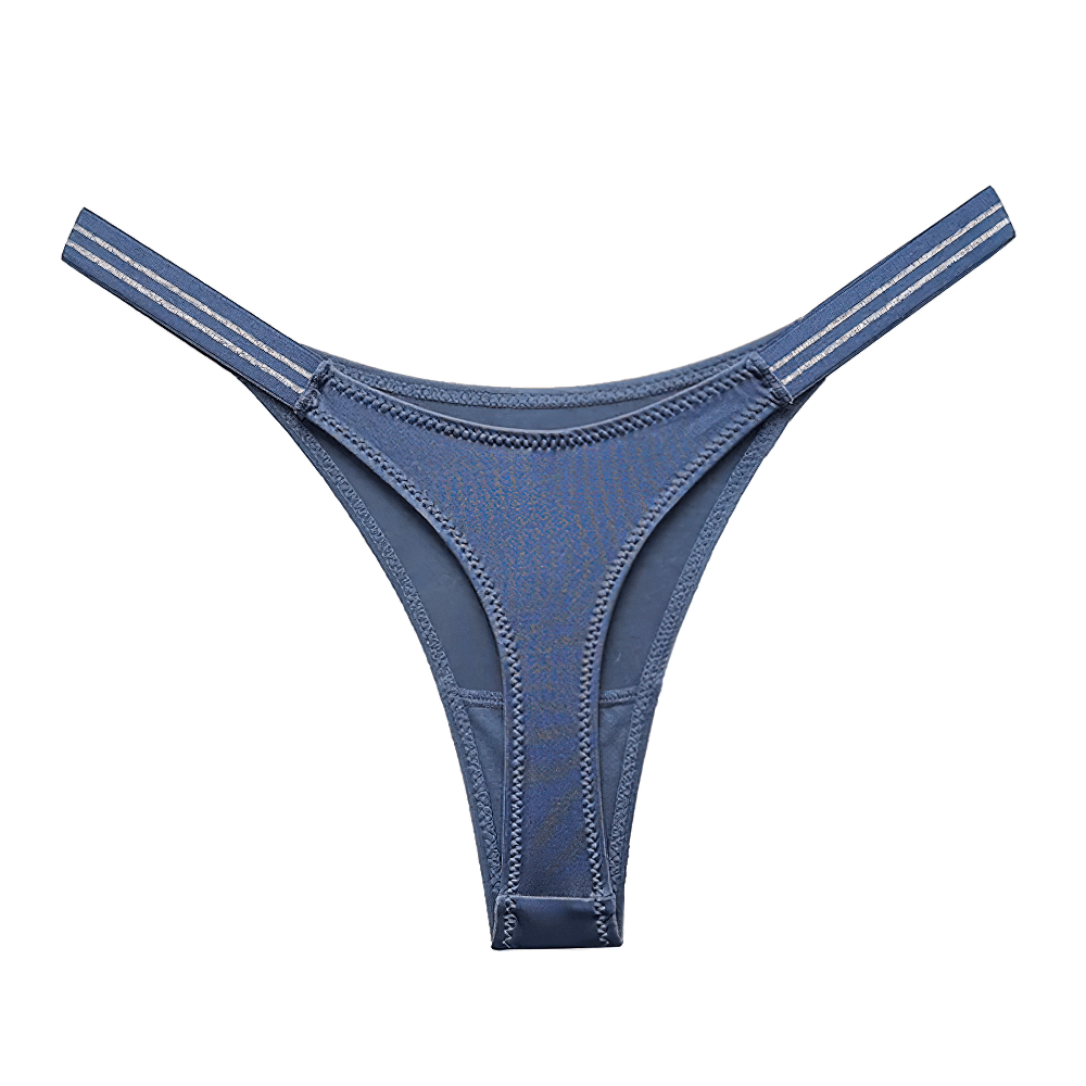 Stylish low-rise knit G-string panties in blue, crafted from polyester, nylon, and spandex for a sleek fit, SF2189.